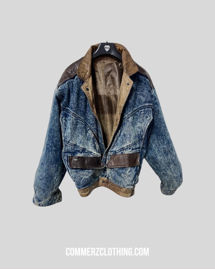 Vintage Denim x Leather Bomberjacke