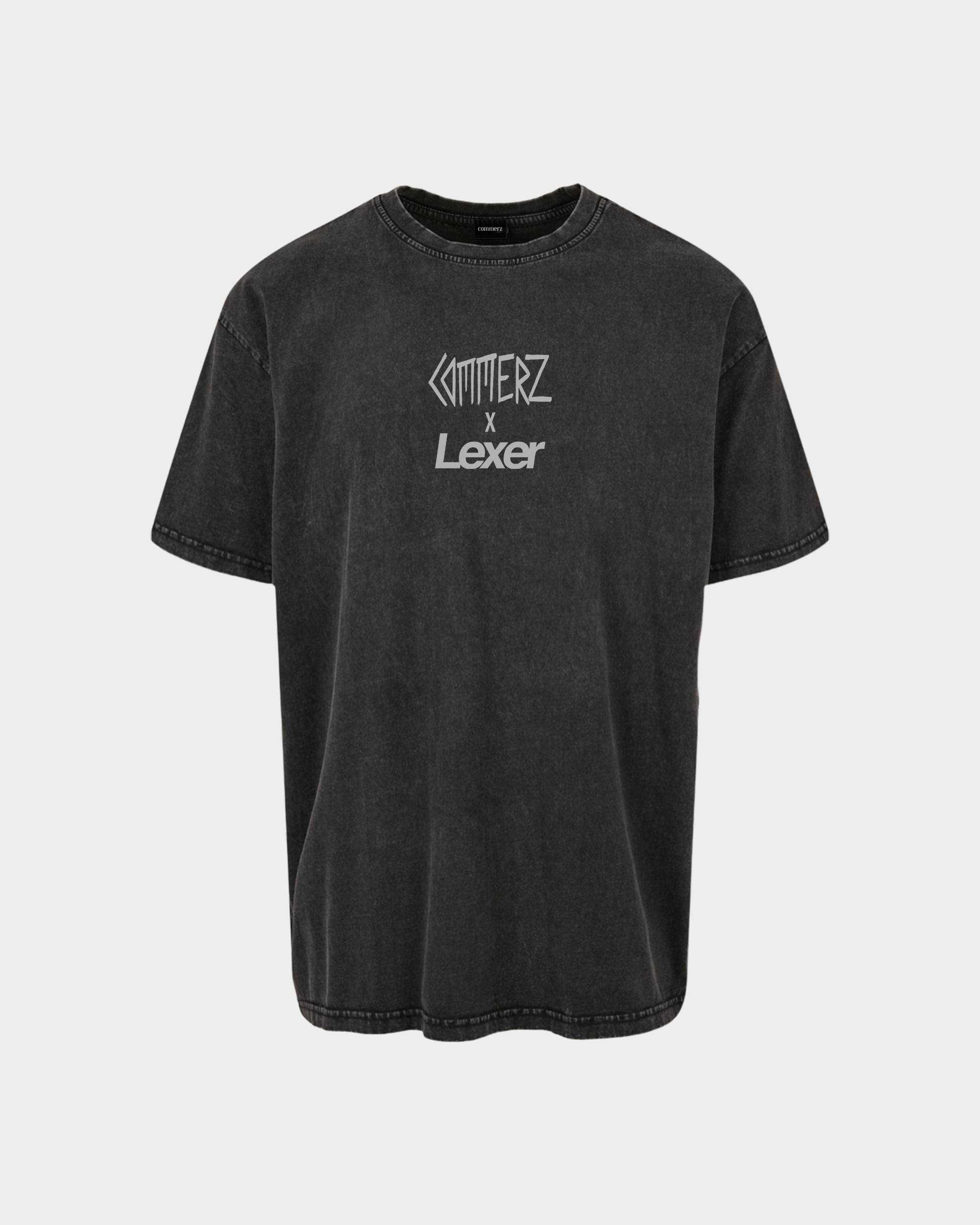 Commerz x Lexer Reflective T-Shirt Vorderseite, stonewashed