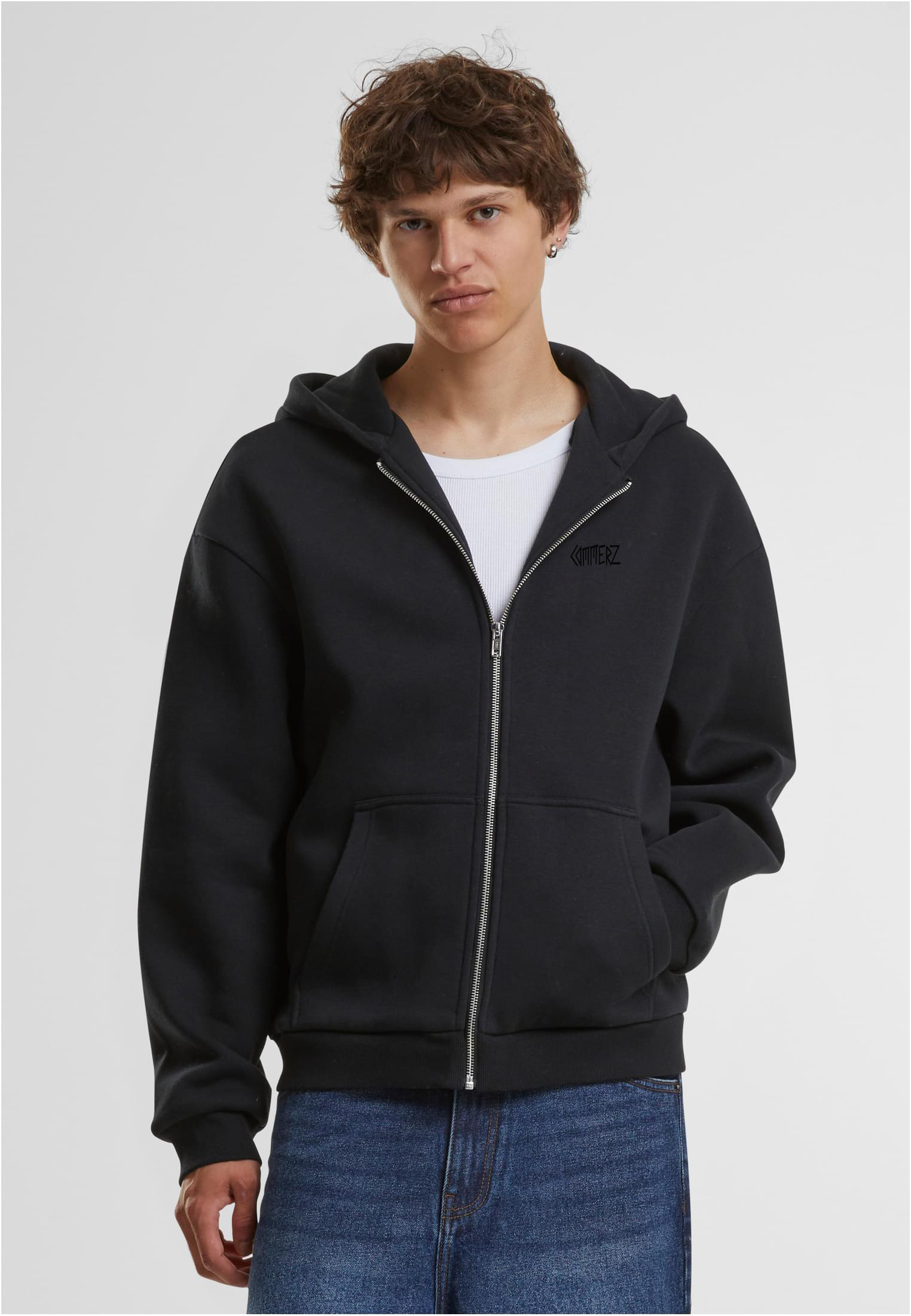 C137 Commerz Fluffy Zip Hoodie Black Men