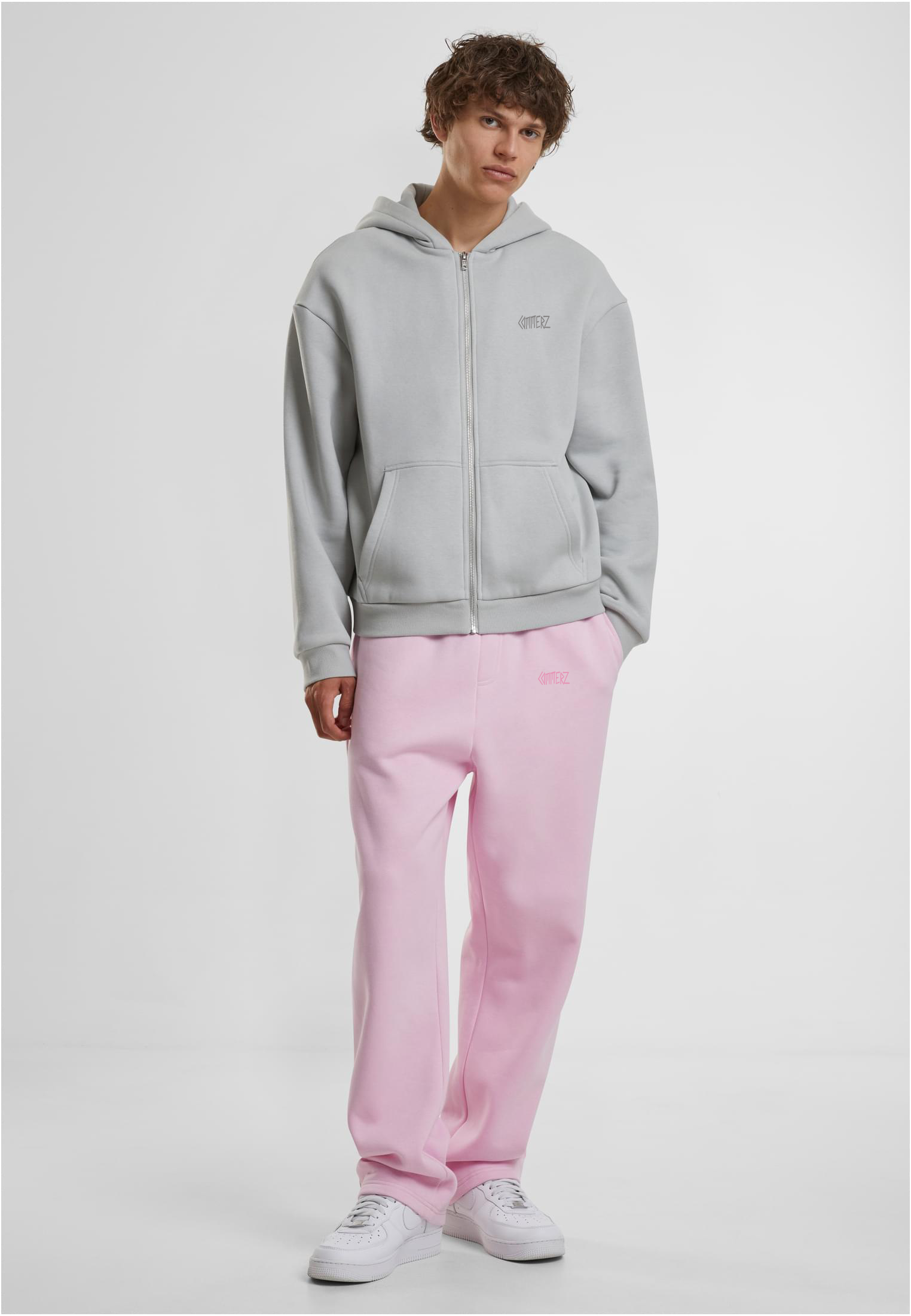 C159 Commerz Fluffy Zip Hoodie Light Grey Men