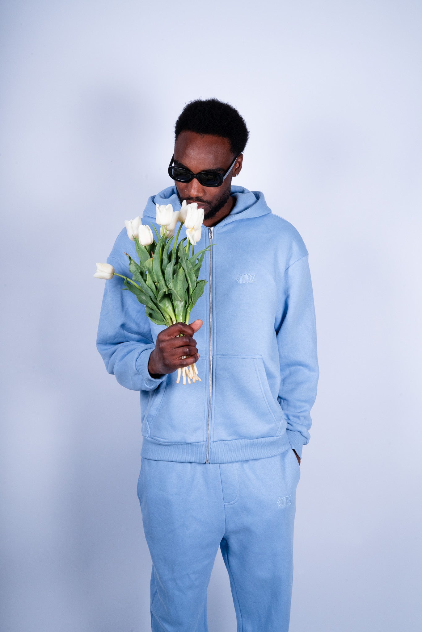 C139 Commerz Fluffy Zip Hoodie Light Blue Men